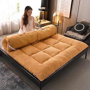 Tatami Futon-matras 4″draagbare matras for campingbedjes for volwassenen Comfortabele dikkere katoenen slaapmatras vloermatras, logeerbed for kinderen (Color : Light brown, Size : Twin)
