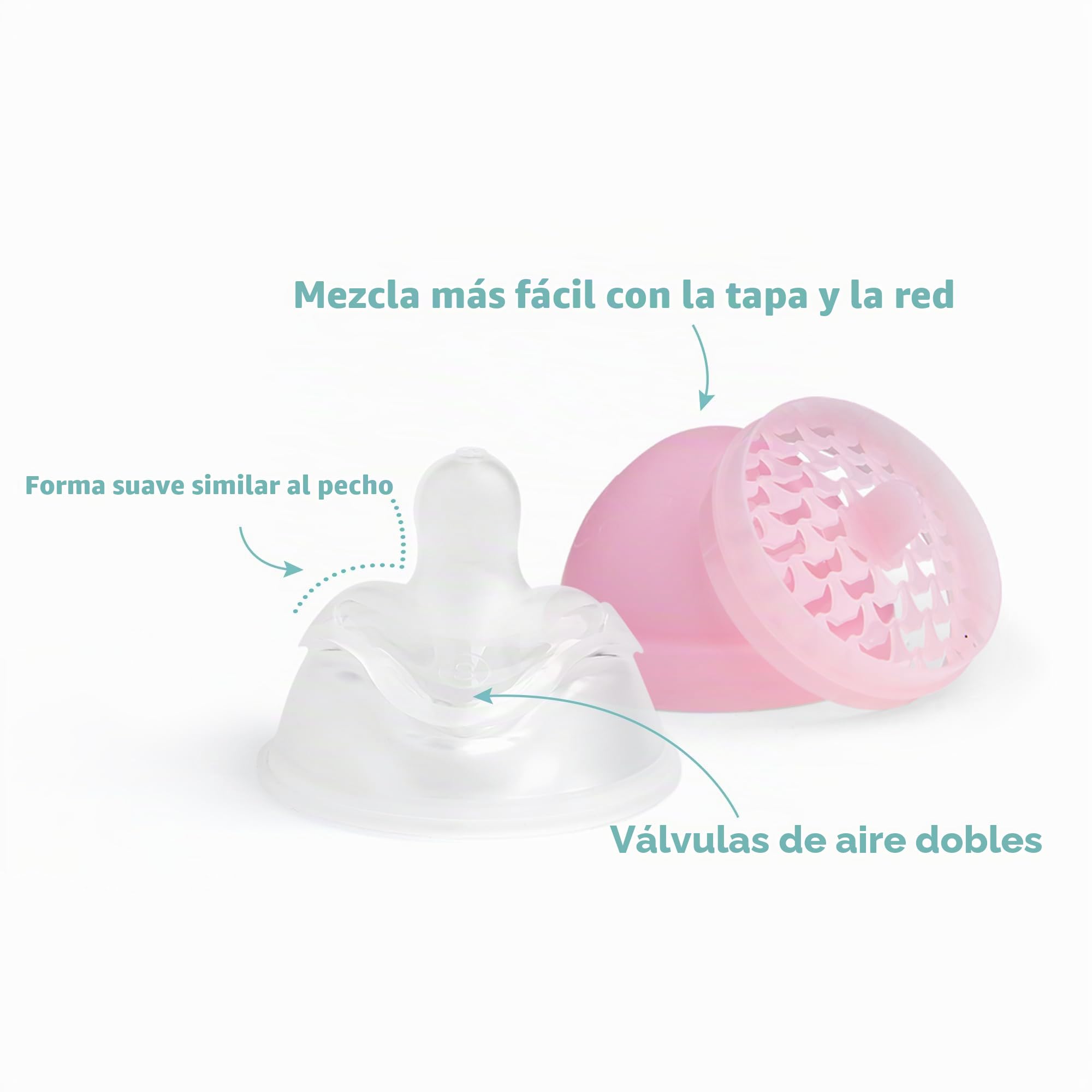 Biberones anticólicos Herobility Double – 140 ml (5 fl oz) – Paquete de 4 – Biberones multicolores Blanca, gris, rosa, rosa de espin,