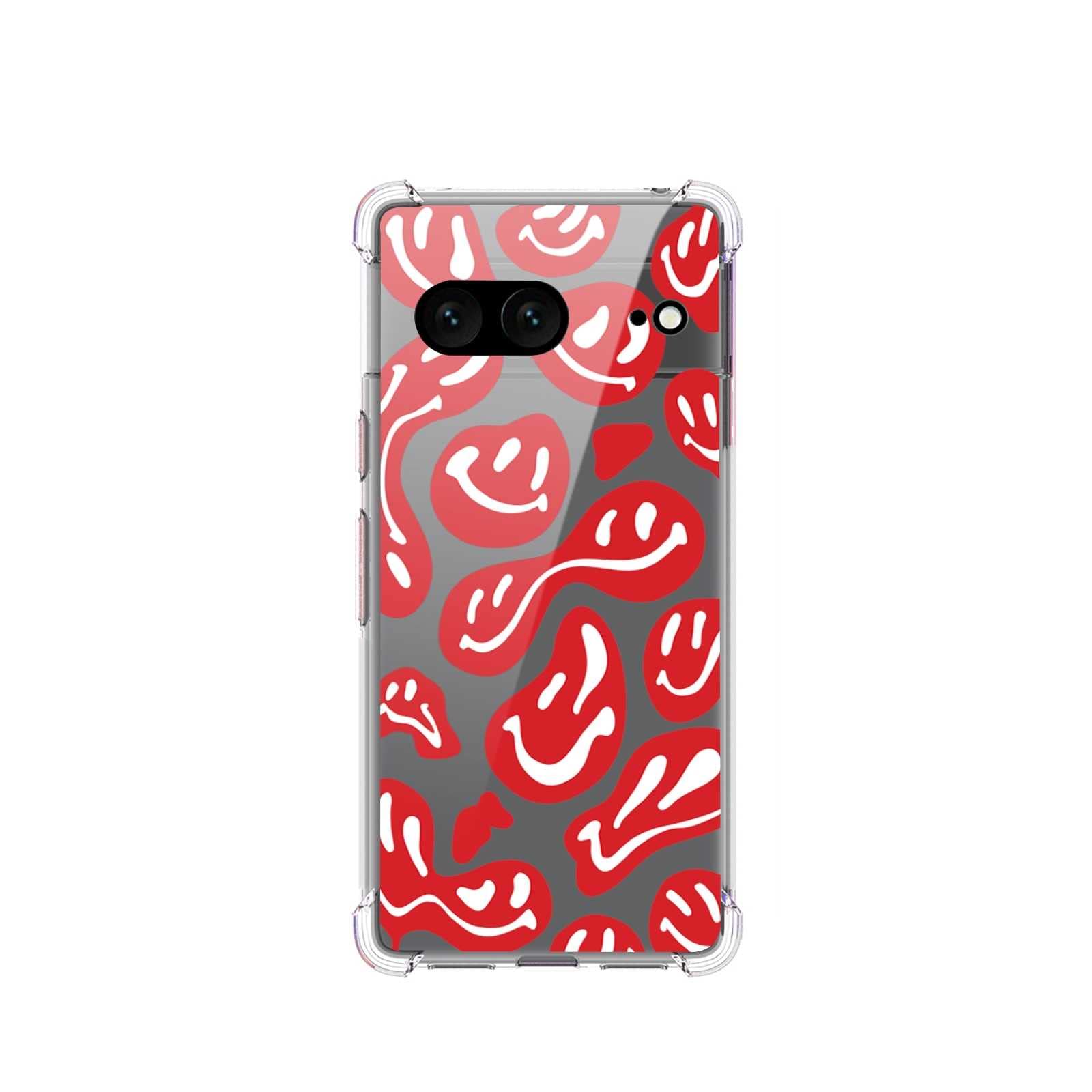 Compatible with Google Pixel 7 Smile Face Case, Trippy Hippie Melted Distorted Red Smile Face Graphic for Google Case Girls Boys, Soft TPU Trendy Case for Google
