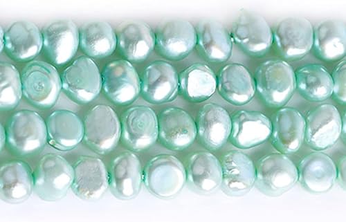 Miniatura 2 de JOE FOREMAN Perlas auténticas perlas de agua dulce cultivadas de forma libre verde claro de 0.23 a 0.27 pulgadas para hacer manualidades y hacer