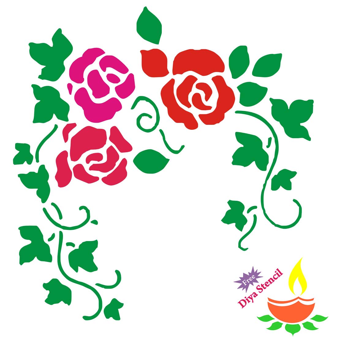 Incredible Gifts India Floral Rose Wooden Small Stencils FL002 (Wood, 15cmx15cm, Brown)