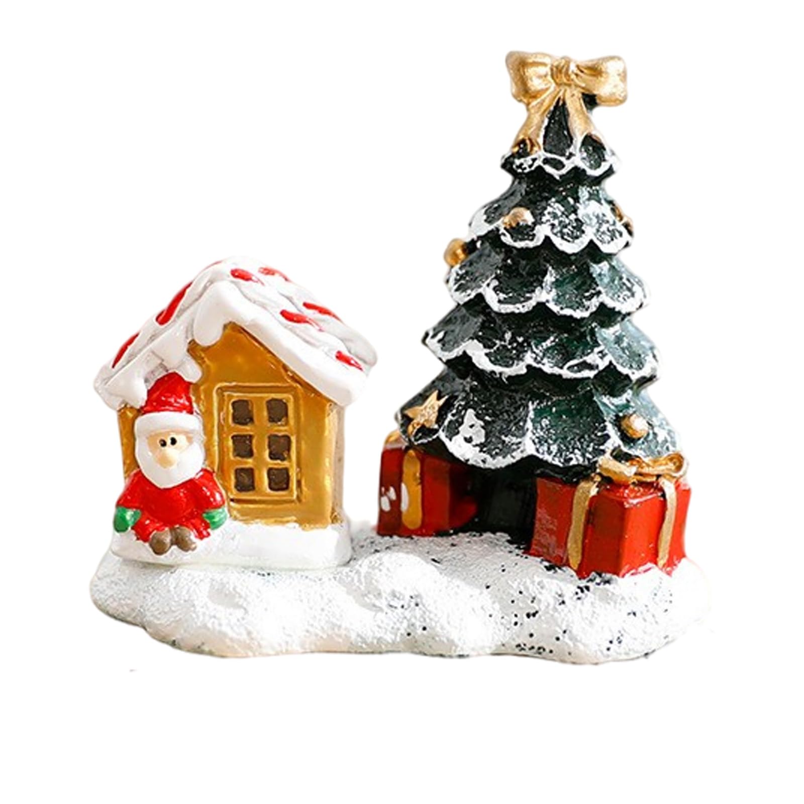 Tsophreniq Handcrafted Resin Christmas Village House Ornament with Intricate Miniature Landscape for Festival Tabletop Decoration Miniature Christmas Cottage Decoration