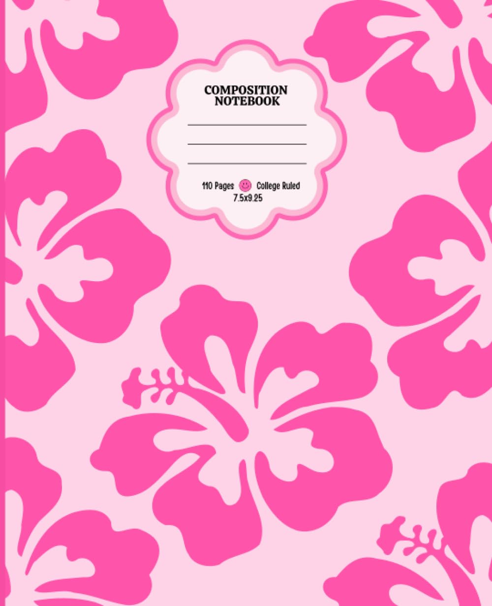 Preppy Composition Notebook: College Ruled, Cute Aesthetic Notebook for School, Preppy School Supplies, Pink Flowers