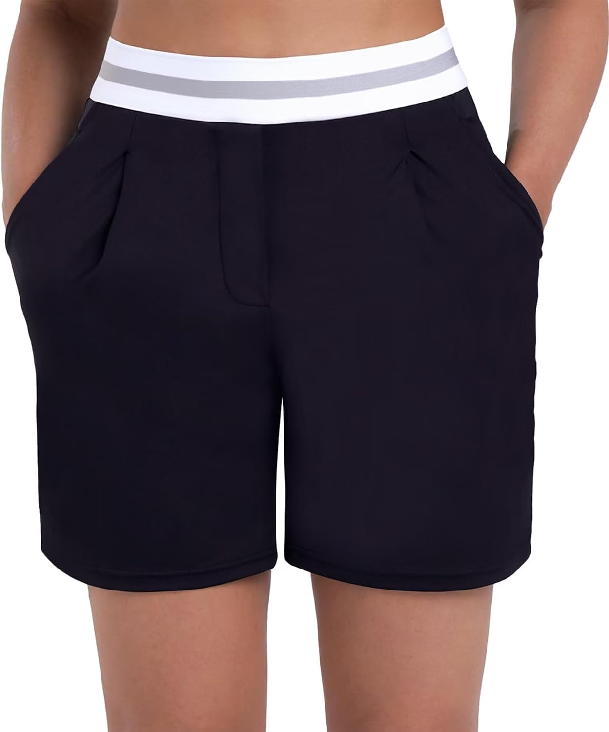 Sunzel Women's Pleated Athletic Shorts with Pockets Elastic High Waist Flowy Wide Leg Workout Shorts for Yoga Running Lounge