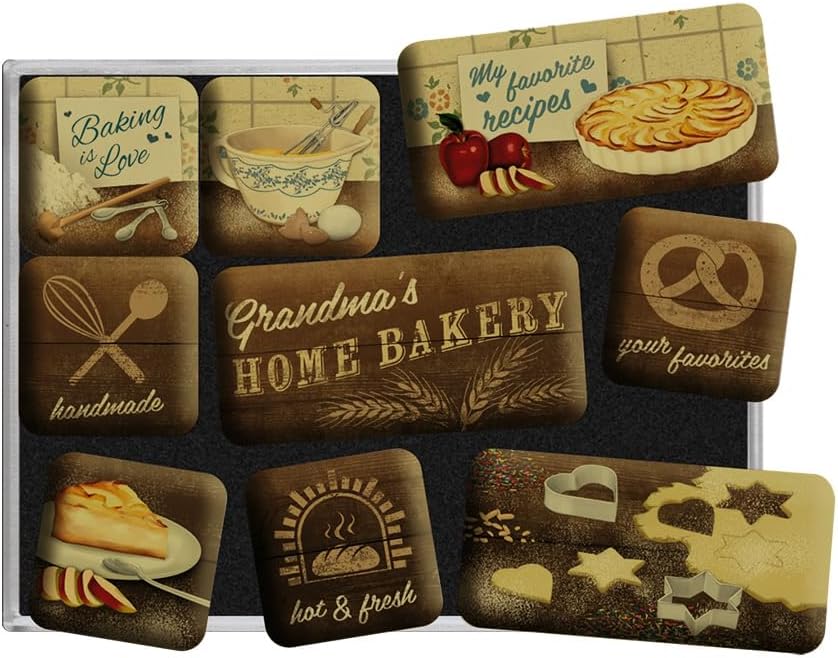 Retro Kühlschrank-Magnete Set - 9 Stück Mediterranean Design