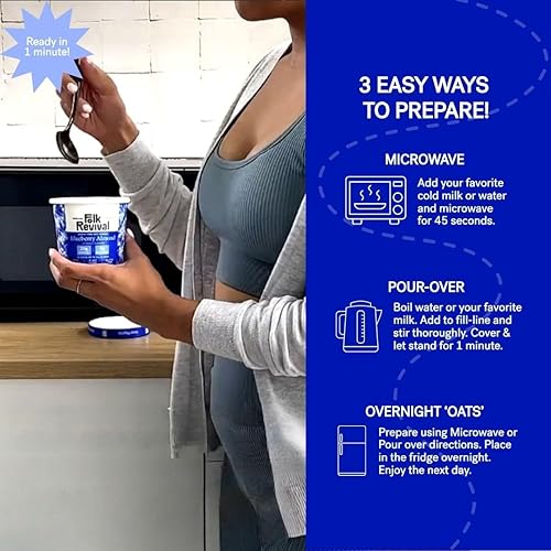 Vista 5 de Folk Revival Harina de avena instantánea Keto, almendras y arándanos, 0.71 onzas de proteína, 0.18 onzas de carbohidratos netos, alta fibra, sin