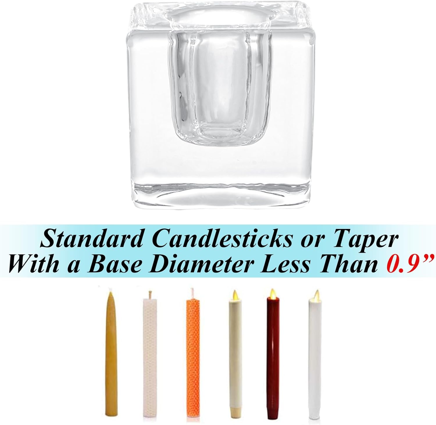 CYEAH 18 Pcs Glass Candle Holder, Taper Candle Holders for Table Centerpiece, Clear Crystal Candle Stick Candle Holders, Square Candlestick Holders for Wedding Easter Christmas Thanksgiving - Image 3