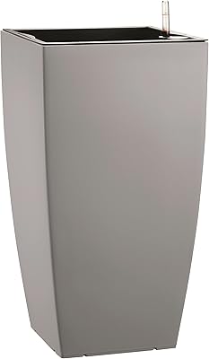 Dehner Pflanztopf, inkl. Bewässerungssystem, ca. 30 x 30 x 57 cm, Kunststoff, grau