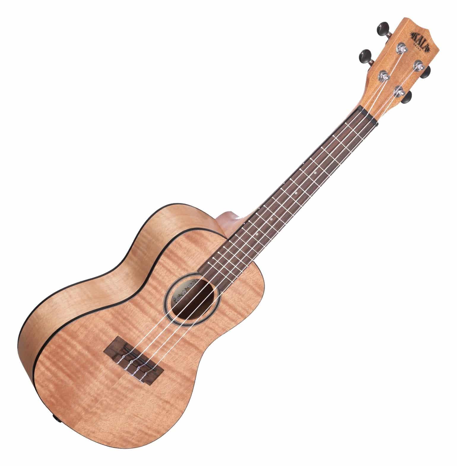 Kala - KA-CEM - Ukulele concerto exotic Mahogany per Bambini Adulti e Principianti Scuola Media Mogano figurato per Musicisti Esperti/Nuovi, Custodia Inclusa, strumenti a corda per bambini, Satinato