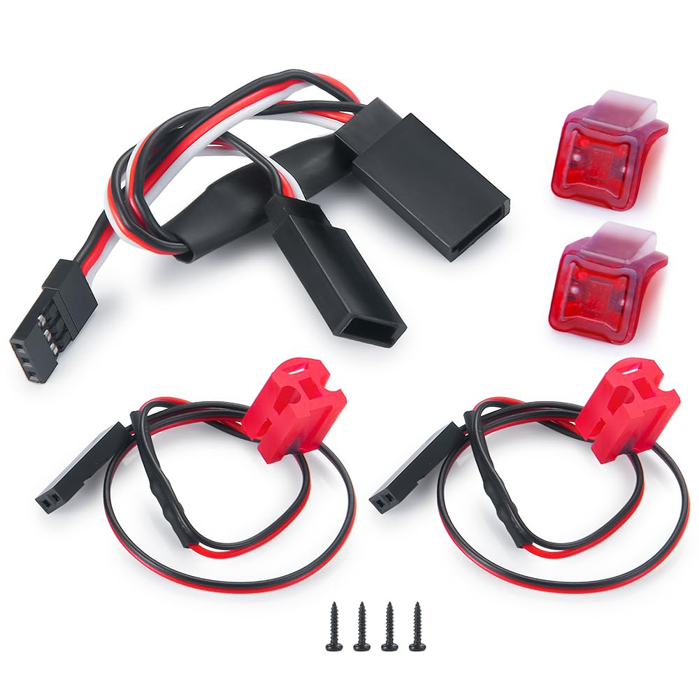 1/24th RC Car Taillights Red LED Rear Lamp with Lights Cover Kits Upgrade for Axial SCX24 AXI00005 Gladiator RC Crawler Truck Car Accessories