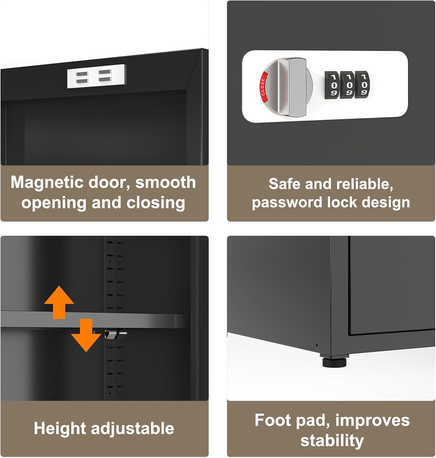 34.6" H Metal Locker Storage Cabinet with Lock, Small Lockable Employees Locker with Adjustable Shelf & Feet, Steel Single Door Lockable Cabinet for Home, School, Office, Gym (Black)