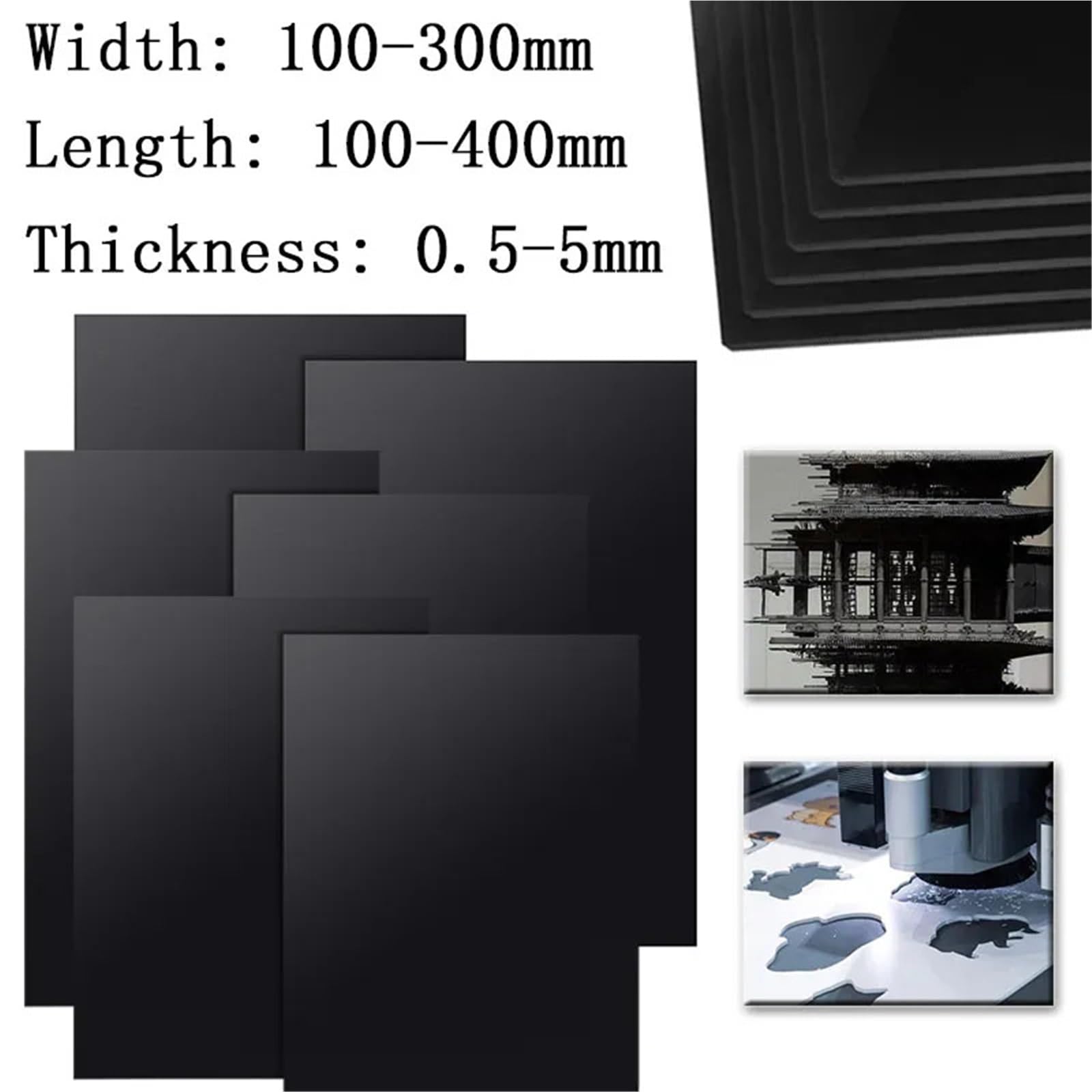 ABS-Kunststoffplatten 1 Stück schwarze ABS-Kunststoffplatte, 0,5–5 mm, DIY-Modell-Bastelbögen for den Cosplay-Modellbau. Mehrere Teilestärkenoptionen Bastelarbeiten