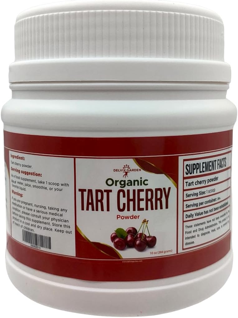 Organic Tart Cherry Powder, 10 Oz. Organic Freeze Dried Tart Cherry Supplement Powder for Juice, Smoothies, Cheesecakes, Tarts, Cakes, Pies, Jam/Fruit Spread; Tart Cherry Juice Powder