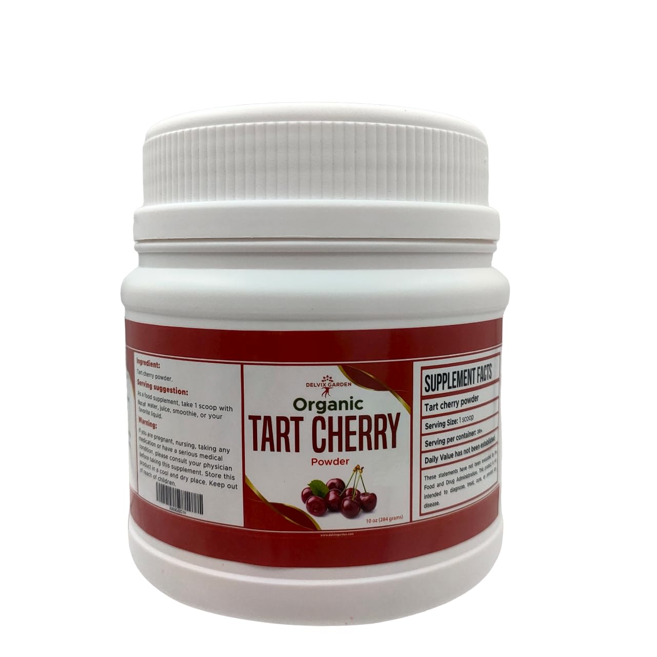 Organic Tart Cherry Powder, 10 Oz. Organic Freeze Dried Tart Cherry Supplement Powder for Juice, Smoothies, Cheesecakes, Tarts, Cakes, Pies, Jam/Fruit Spread; Tart Cherry Juice Powder