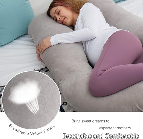 Miniatura 4 de Almohadas de embarazo de 60 pulgadas para dormir, almohada corporal extra grande en forma de U, almohada de embarazo, almohada de maternidad para