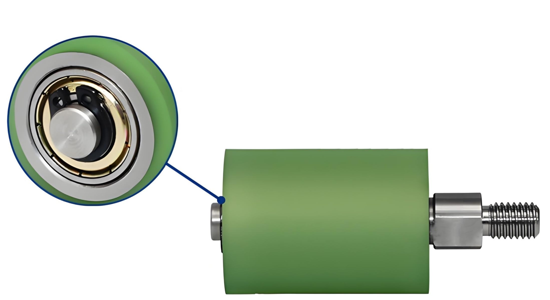 2 Stück Tragrollen mit Außengewinde aus PU,Φ60 mm Schiebetor Führungsrollen Antriebsrollen Eingebaute Doppelkugellager Fliessbandrollen Rollenbahnen Förderrollen (Φ60x40,M12x21)
