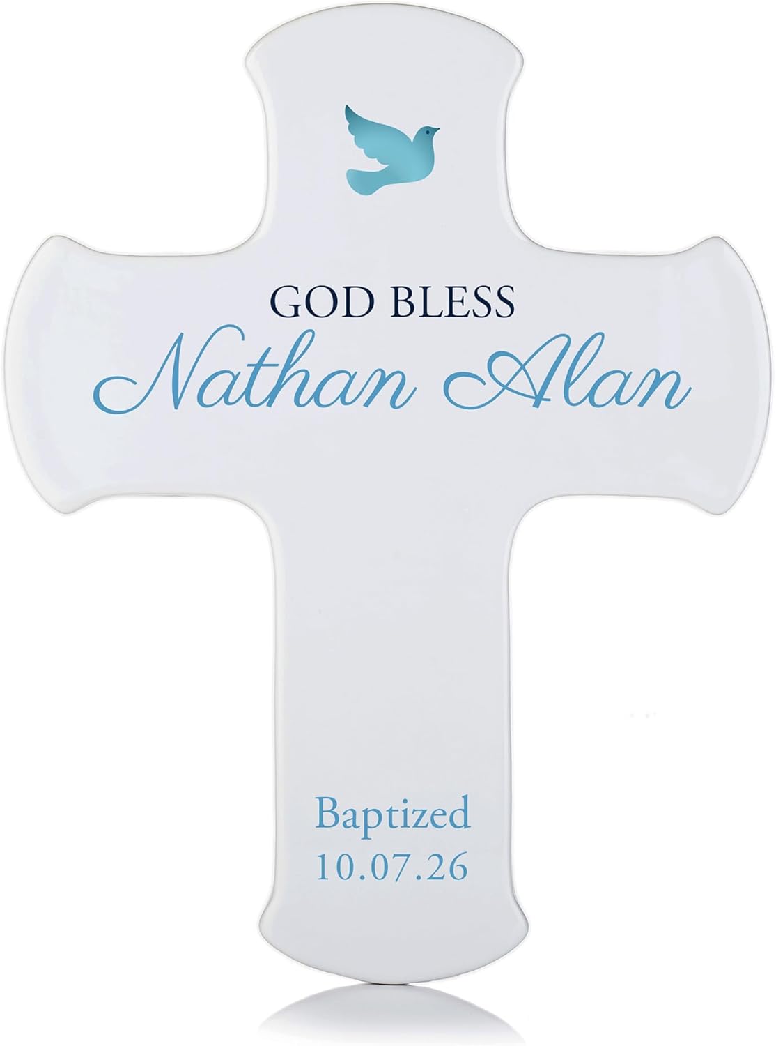Lifetime Creations Baby Boy Baptism Wall Cross: Personalized Baby Boy Baptism Gifts, Christening Gifts for Boys, Kids, Bautizo Regalo, Blue Porcelain 9" Cross