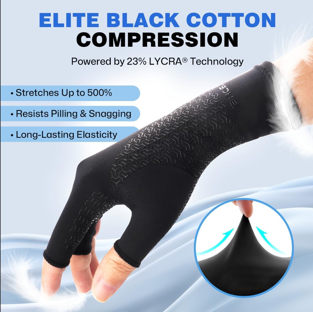 1 Pairs Compression Gloves for Arthritis, Carpal Tunnel Pain Relief, Compression Hand Gloves for Women & Men, Anti-Slip Moisture-Wicking Fingerless Gloves for Work,Typing - S