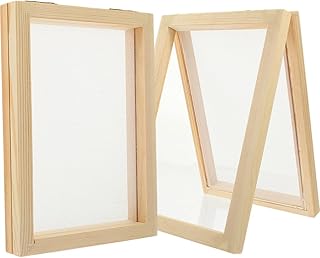 NOLITOY 2 Pcs DIY Paper Making Frame Wooden Mold and Deckle 7.08X4.92 Inch Natural Wood Craft Kit for Kids Paper Making Screen