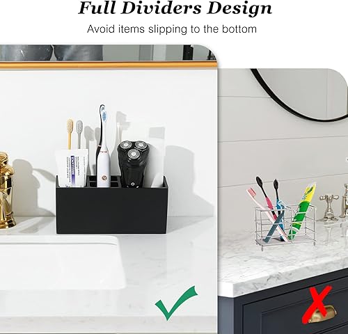 Miniatura 3 de Luxspire Soporte para cepillos de dientes, 5 ranuras, soporte para pasta de dientes, soporte decorativo de resina para accesorios de baño, juego de