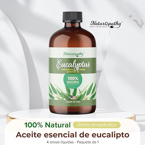 Miniatura 3 de Aceite esencial de eucalipto de naturopatía, grado terapéutico, calidad premium, perfecto para aromaterapia (4 onzas líquidas)