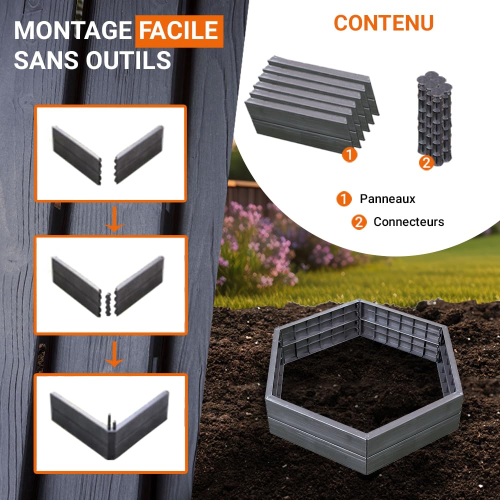 GARANTIA Ergo XL Wood Carré Potager Set de 6