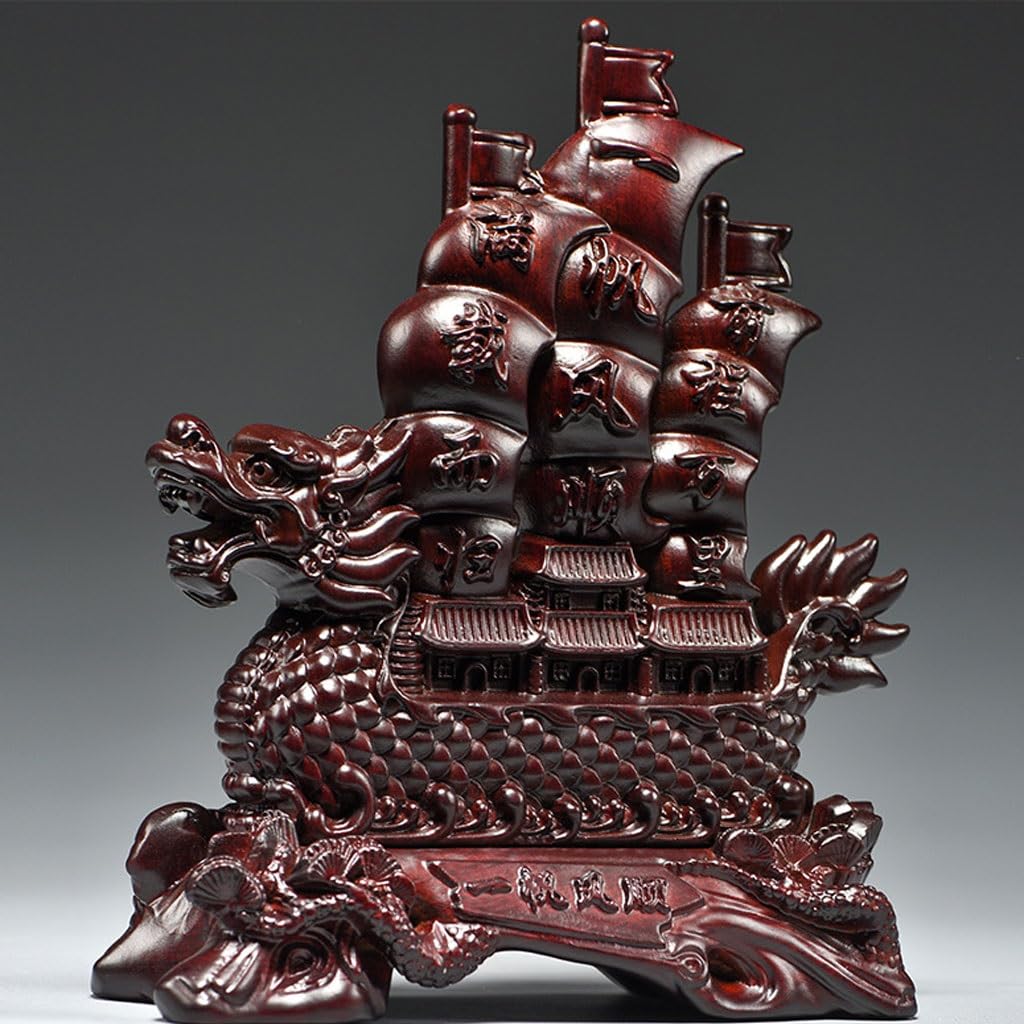 Dekoracja biurka Scultura In Legno Di Una Barca A Vela In Legno Massiccio Decorazioni Per Il Soggiorno, L'ufficio E La Cantina Rzeźby Wystrój domu (30 cm)