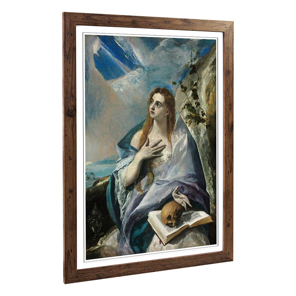 Big Box Art Framed Print of El Greco The Penitent Magdalene Design | Wall Art Picture | Home Decor for Kitchen, Living Room, Bedroom, Hallway, Walnut, A2 / 24.5x18 Inch / 62x45cm