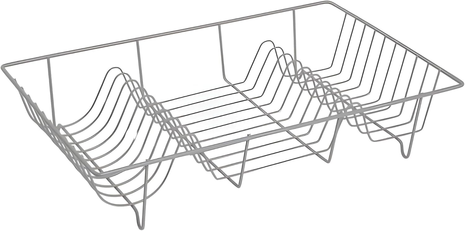 AJ Stainless Chrome Steel Dish Drainer Rack – Kitchen Dish Drying Rack with 18 Slots Anti-Rust Wire Dish Rack for Kitchen Countertop L48.5 x W30 x H10cm