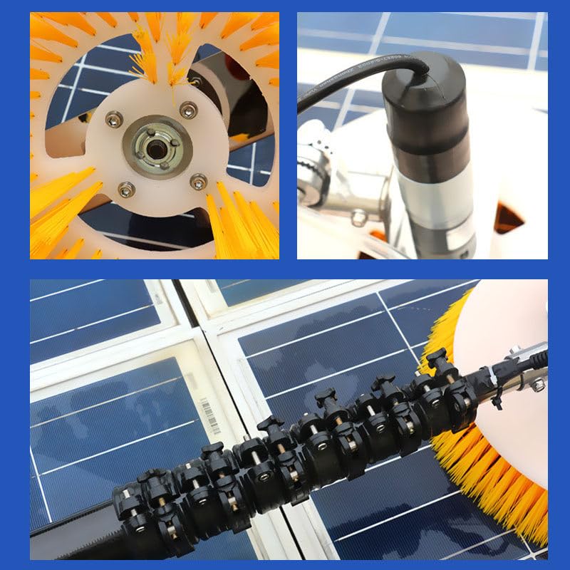 Spazzola telescopica rotante per pannelli solari, 9 m, strumento di pulizia per moduli fotovoltaici, perfetta per manutenzione asciutto/bagnato, robot solari e soluzioni per la pulizia delle grondaie