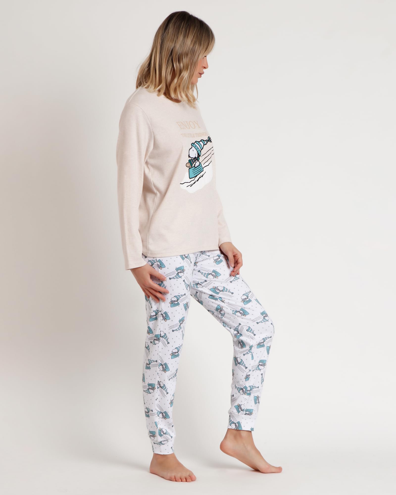 Peanuts Pijama Manga Larga Let It Snow para Mujer