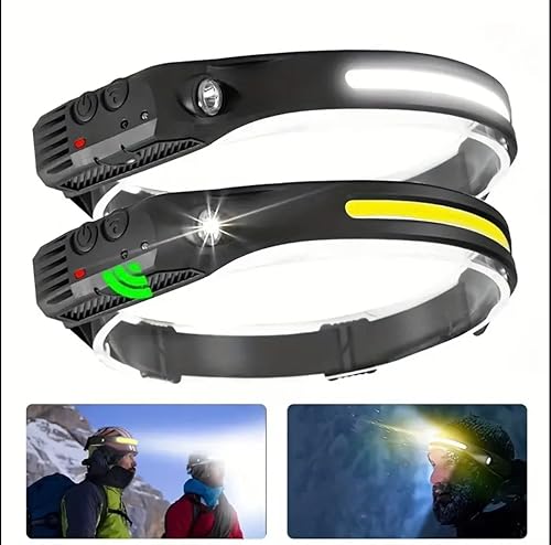 Miniatura 8 de KOZY Zone - Lámpara de cabeza recargable LED, 1000 lúmenes, 10 W, haz ancho de 270, sensor de movimiento, IPX6 impermeable, 3 modos, linterna de