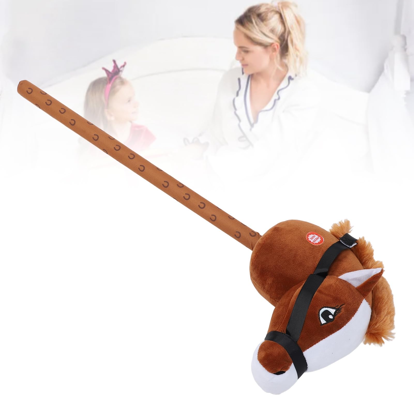 EMUKOEP Peluche de Juguete de Palo de Caballo Suave con Sonidos Realistas para Niños, Regalo para Niños Pequeños, Cómodo Juguete de Cabeza de Caballo para Abrazos Interminables, 27,56 X 4,72 X 9,84