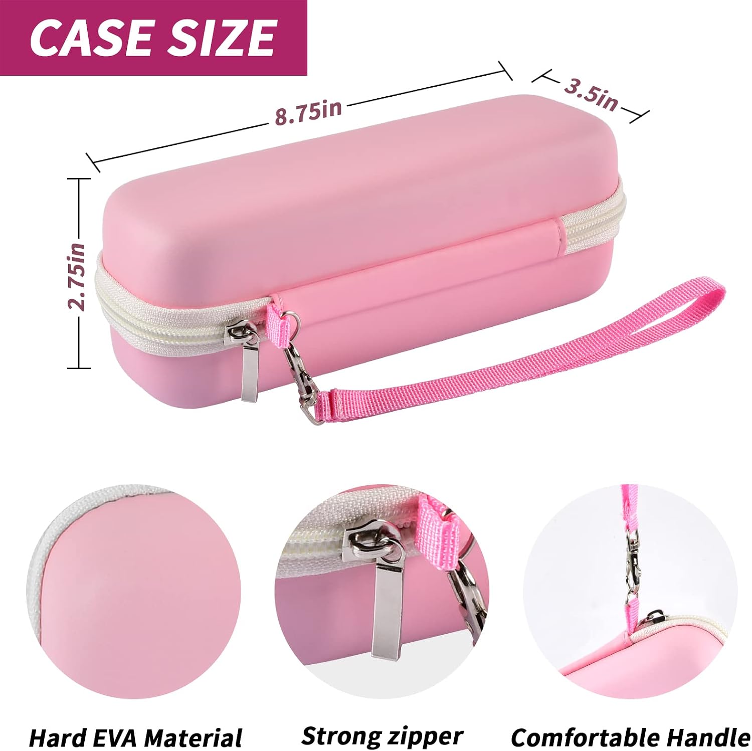 Toothbrush Travel Case Compatible with Oral-B Pro 1000, 2000, 3000, 3500, 1500/ for Philips Sonicare ProtectiveClean 4100 5100 Electric Toothbrush with Mesh Pocket for Accessories - Pink ( Bag Only)