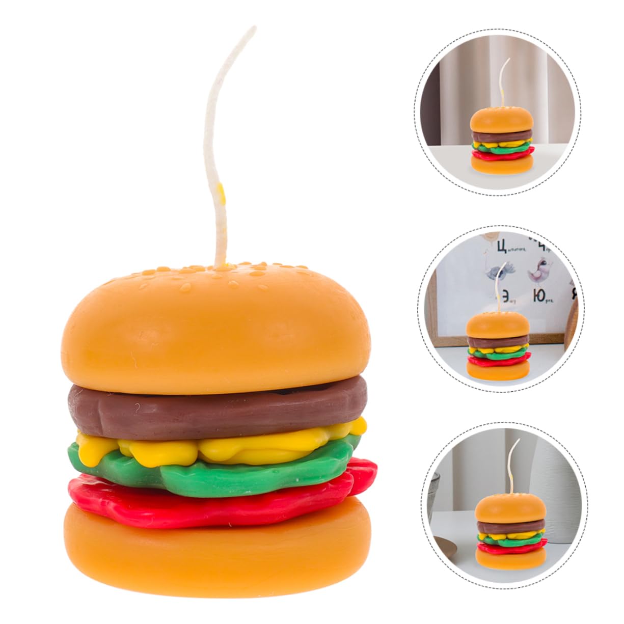 Burgerförmige Duftkerzen 2 Stück aus Wachs als Schreibtischdekoration