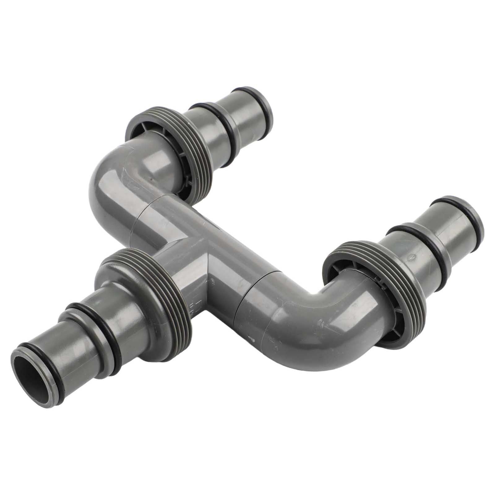 Poolschlauch-Adapter, 38 mm auf 32 mm, für Intex Poolsystem, T-Anschluss für Schwimmbadheizung, Bypass-Kit, 3-Wege-grauer Kunststoff und Edelstahlarmatur