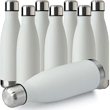 MEWAY 17oz Sport Water Bottle 8 Pack Vacuum Insulated Stainless Steel Sport Bottle Leak-Proof Double Wall Cola Shape, Keep Drinks Hot & Cold White, 8 Pack