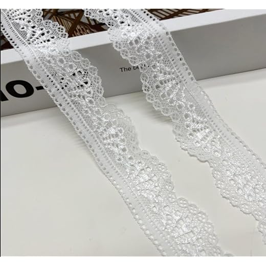 WANYI 2 Yards 3cm Spitzenband Weiß Spitzenborte Elastizität Spitzenstoff Meterware Borten und Bänder zum Nähen Elasthan Spitze Vintage Spitzenbordüre fur DIY Unterwäsche Handwerk Geschenkband(Weiß)