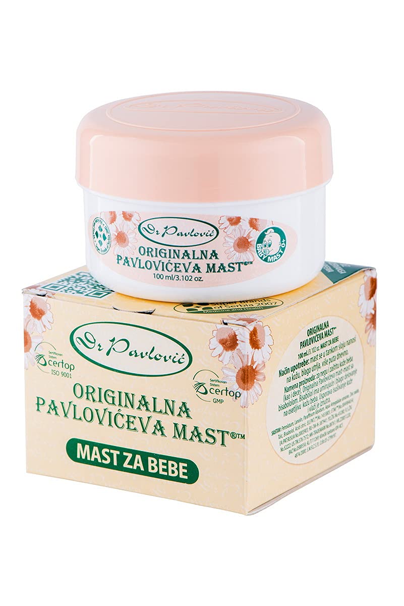 Original Dr. Pavlovic Babycreme - Originalna Pavlovićeva mast Windel Ausschlag Behandlung, trockene Haut feuchtigkeitsspendend, Baby-Hautpflege-Salbe mit Kamille 100 ml (100 ml (14er Pack))