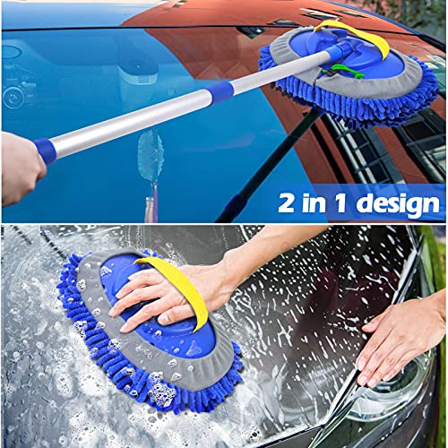 image for Conliwell 2 in 1 Car Wash Brush Mop Mitt Kit, Car Cleaning Kit Brush D