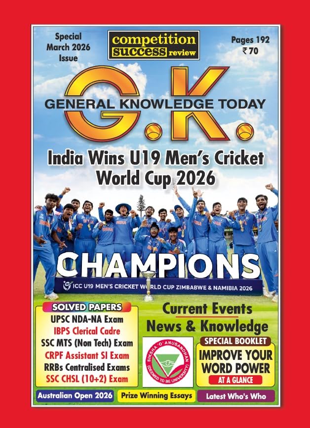 General Knowledge GK Today March 2026 - India Wins U19 Men's Cric...