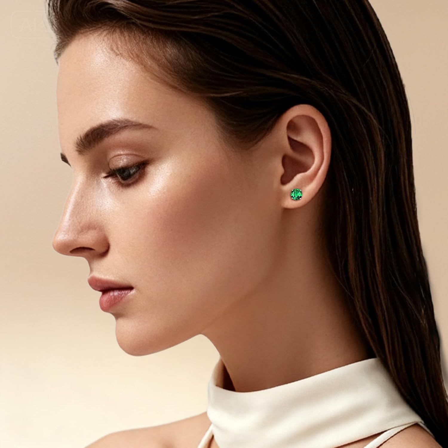 G23 Titanium CZ Stud Earrings, Hypoallergenic F136 Implant Grade Titanium Screw Back Simulated Diamond Earrings for Sensitive Ears, 6mm 5A Cubic Zirconia Stud Earrings for Women - Image 2