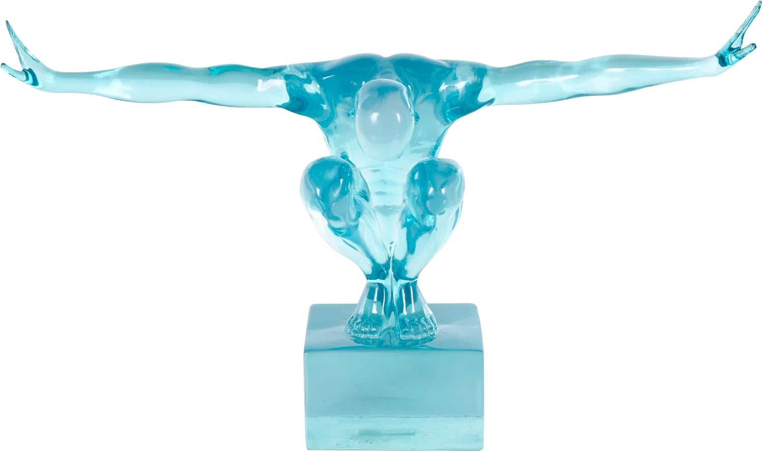 Deco 79 Resin People Decorative Sculpture Tinted Posing Home Decor Statue, Accent Figurine 19" x 6" x 13", Light Blue