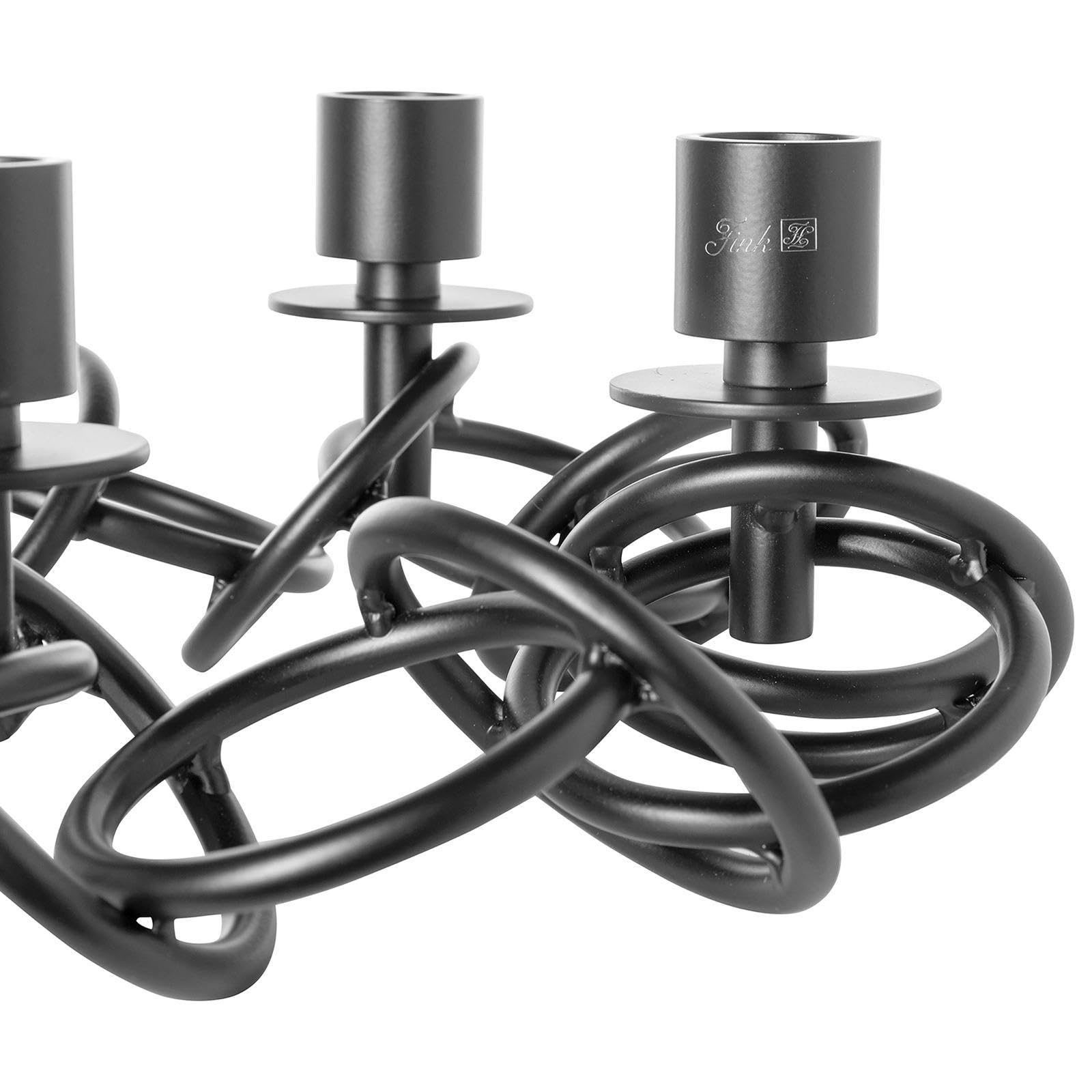Fink Advents-Kerzenhalter 4-flammig Ø 34 cm Metall schwarz pulverbeschichtet - Kerzenständer für Stabkerzen Ø 3 cm - puristisches Design als Tischdeko & elegante Wohnzimmerdeko