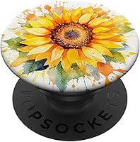 Vista 1 de PopSockets PopGrip estándar de girasol de acuarela