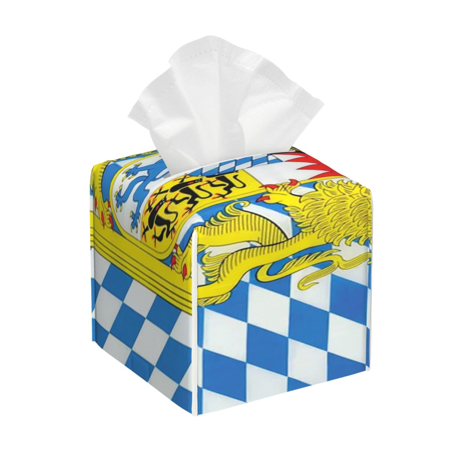 Bavaria Bavarian Flag Square Tissue Box Cover with Modern and Stylish Bottom Tissue Box Storage Space