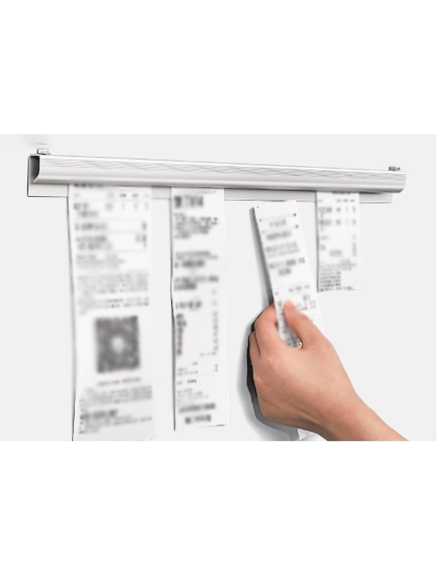 Support de tickets de restauration 80 cm en aluminium pour organiser vos reçus muraux