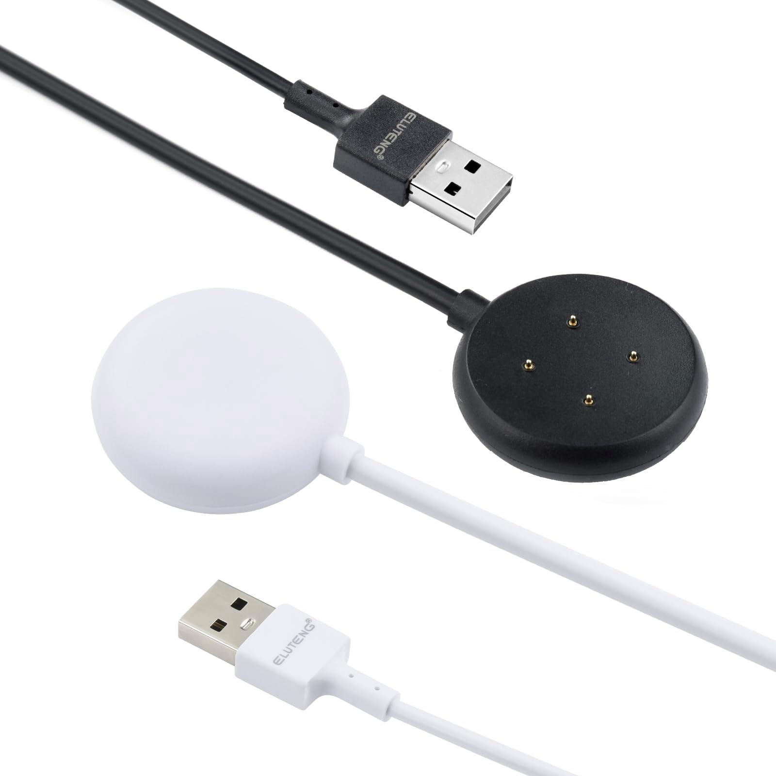 ELUTENG Charger for Google Pixel-Watch,Repalcement USB-A Upgraded Fast Charging Cable Magnetic for Google Pixel Watch,Black/White 39.37 inch