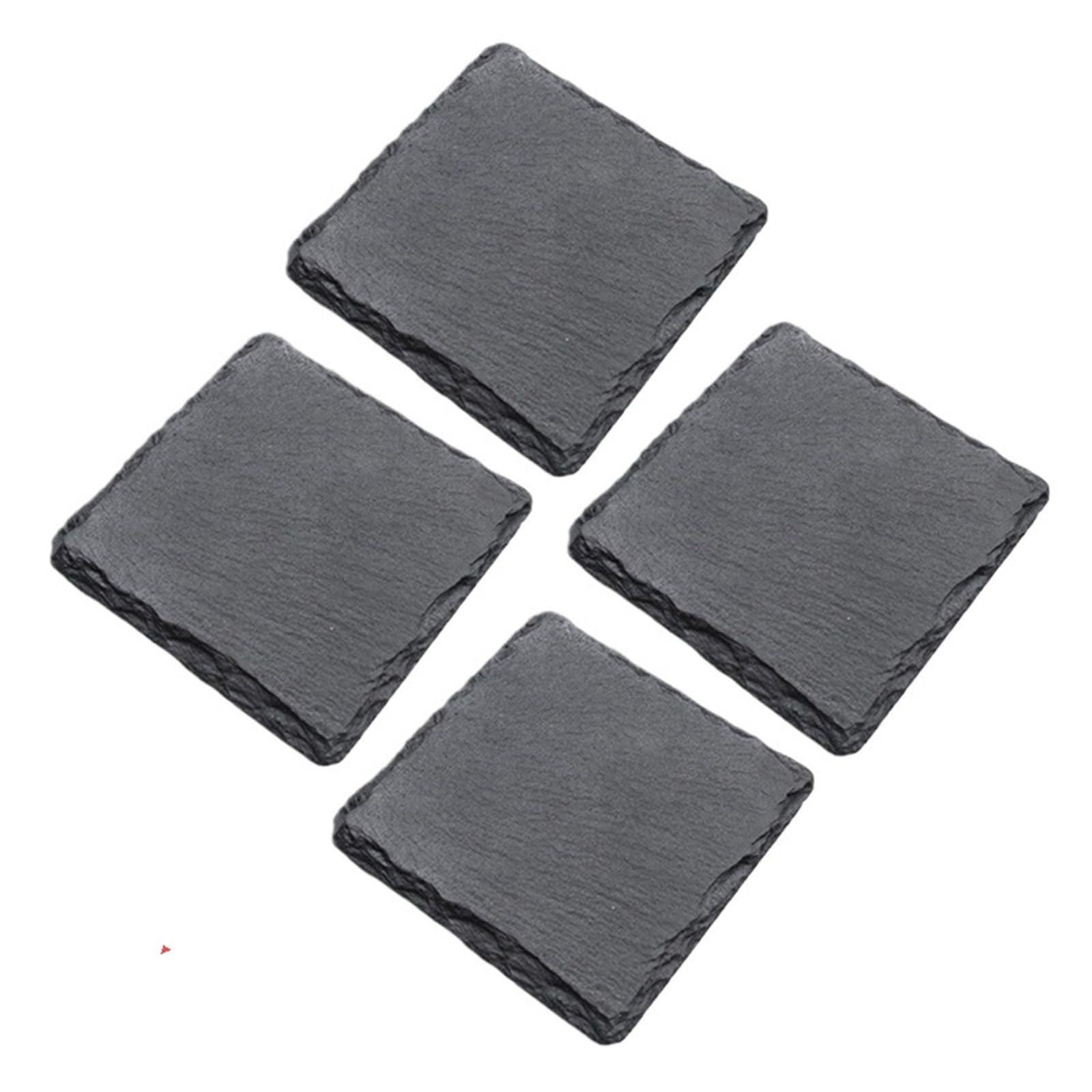 4Pcs Square Circle Heat-Insulating Carved Coasters Slate Dining Mat Reusable Stone Home Accessories Tableware Placemat Dish(Square 4pcs)