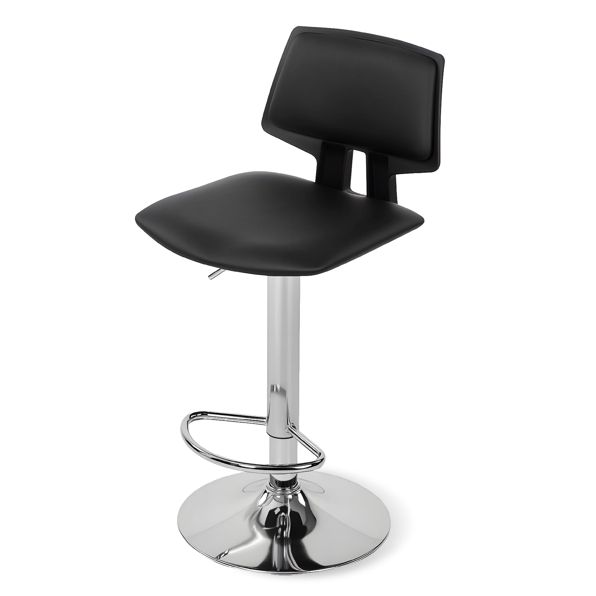 VECELO Bar Stool High Chair with Backrest Width 49×Depth 40×Height 84〜105cm Black Cushion Thickness 4cm×Fit Backrest PU×Iron Leg Structure for Durability Height Adjustable Ideal for Standing Work
